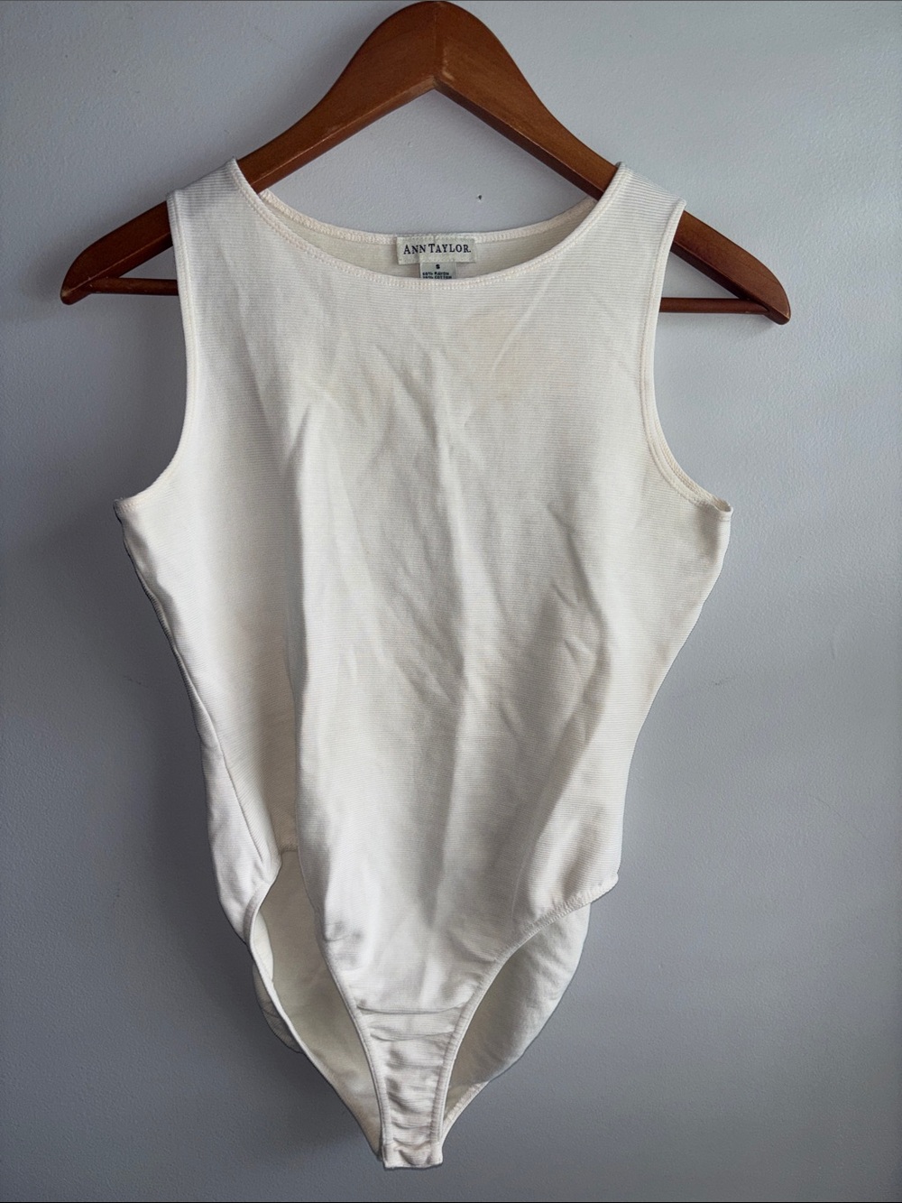 Ann Taylor Cream Sleeveless One-Piece Bodysuit